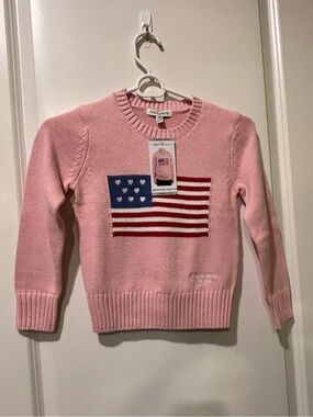 State of Mine Patriotic Flag July 4th Pink Girl’s Cotton Sweater Size 4/5 XS